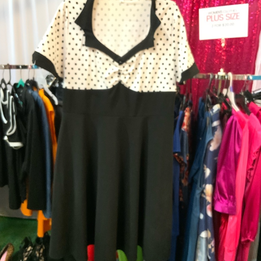 Black and White Polka Dot Fit & Flare Dress